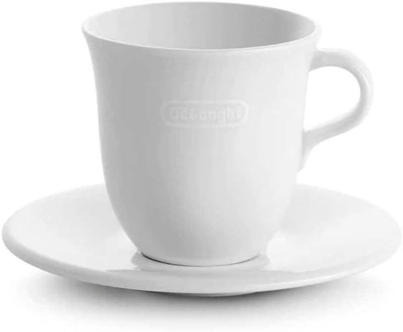 De'Longhi طقم أكواب كابتشينو من ديلونجي من البورسلين عدد 2، سعة 270 مل، أبيض، آمن للاستخدام في الميكروويف وغسالة الصحون، مصنوع يدويًا، مثالي للكابتشينو - DLSC309 - Image 2